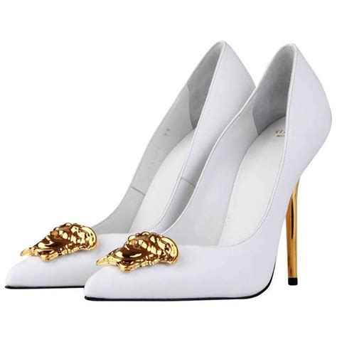 white versace heels